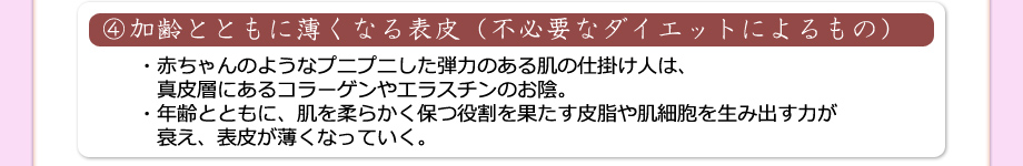 加齢とともに薄くなる表皮（不必要なダイエットによるもの）